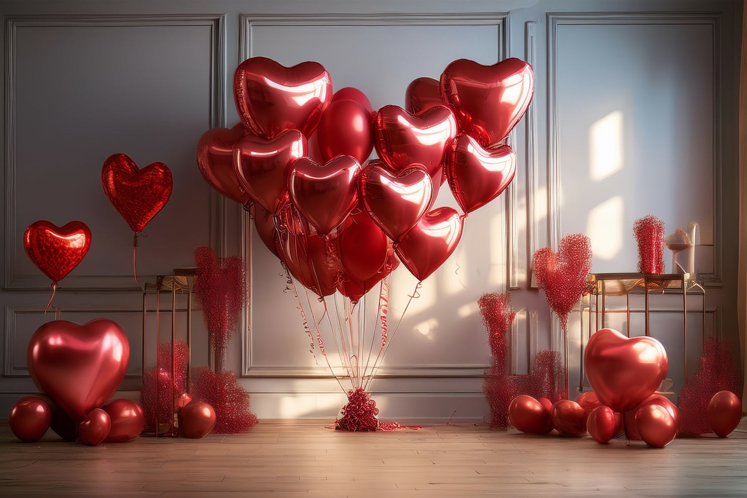 Valentinstag Fotoshooting Kulisse Rotes Herz Ballons Hintergrund BRP1-148