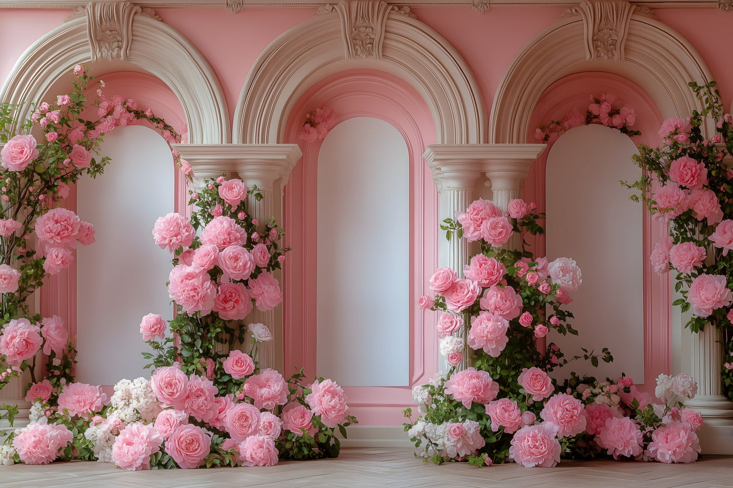 Fotokulisse Valentinstag Backdrop Rosa geblümter Torbogen Backdrop BRP1-152