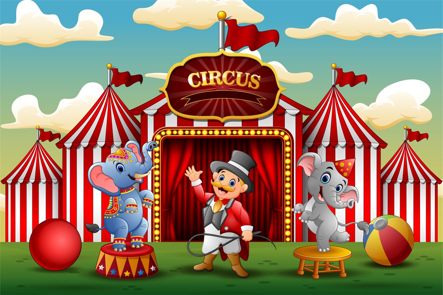 Fotografie Zirkus Backdrop Adorable Elefant Zelt Karneval Hintergrund BRP1-190