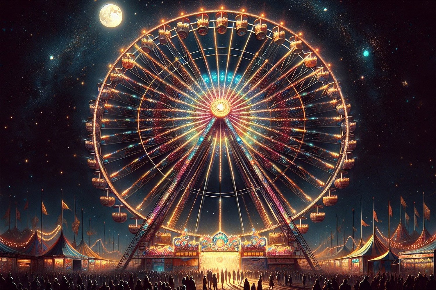 Backdrop Karneval Thema Starlit Riesenrad Nacht Backdrop BRP1-202