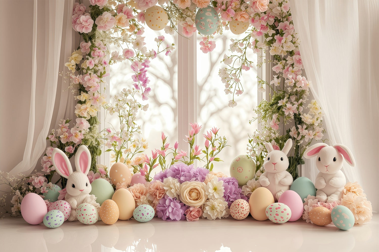 Ostern Fotokulisse Charme Fenster Hasen Hintergrund BRP1-213