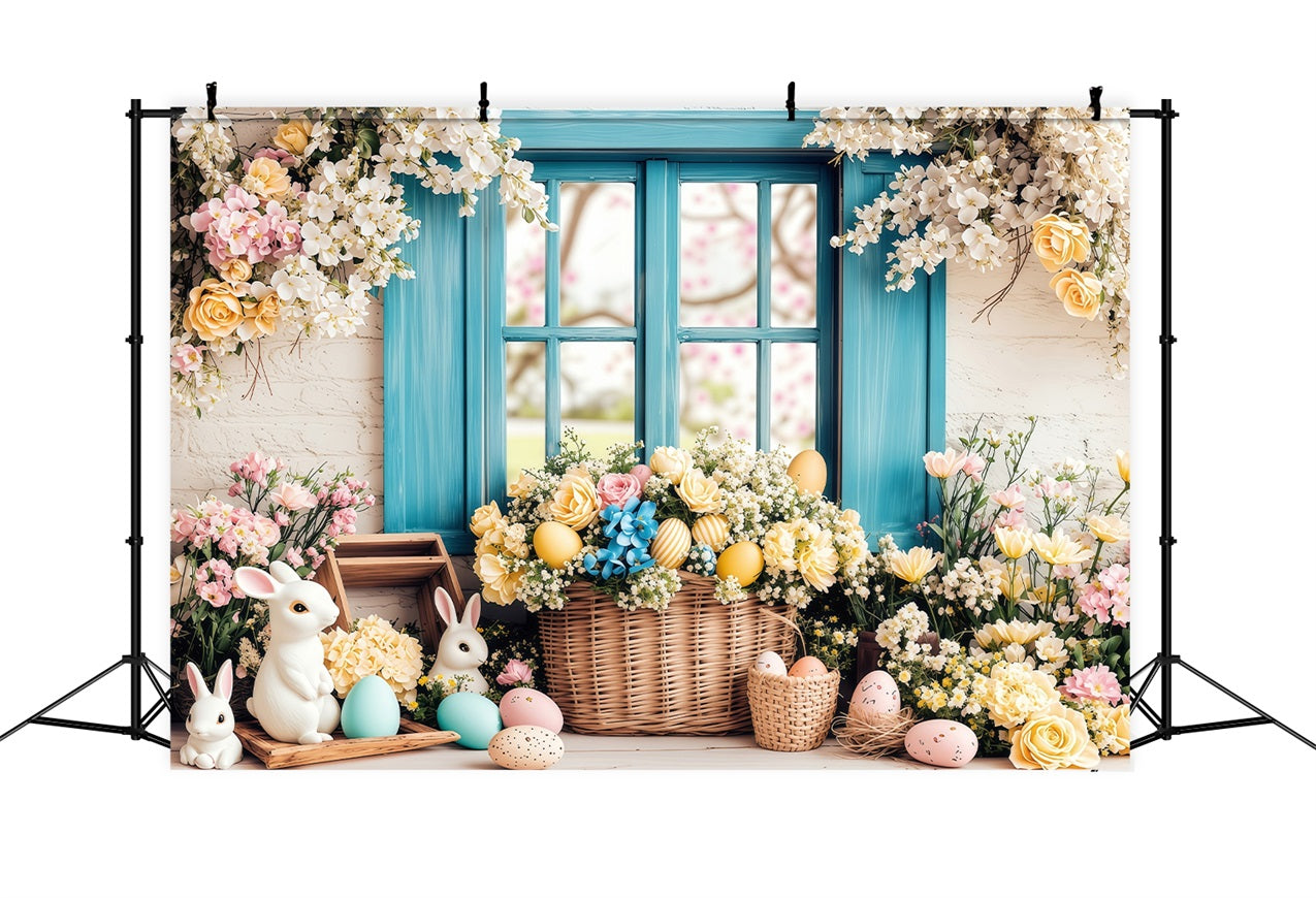 Ostern Fotografie Backdrop Eier Frühling Blumen Fenster Hintergrund BRP1-216