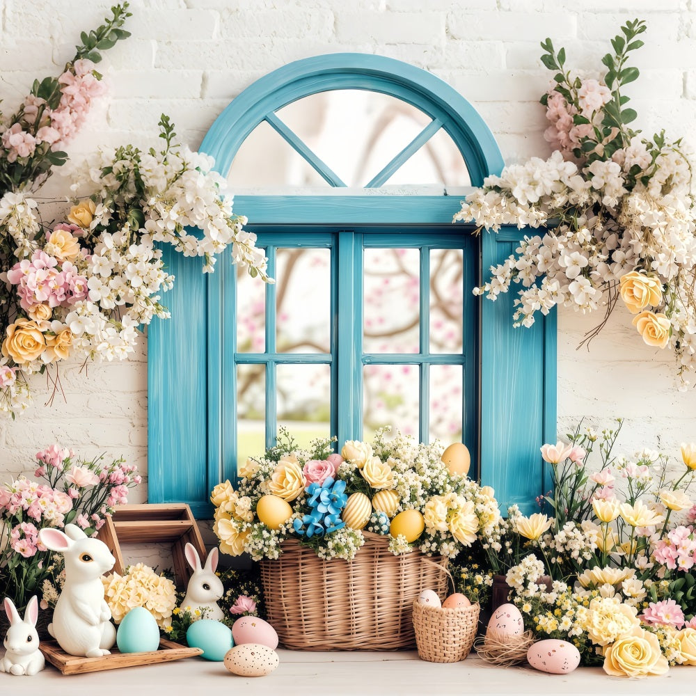 Ostern Fotografie Backdrop Eier Frühling Blumen Fenster Hintergrund BRP1-216