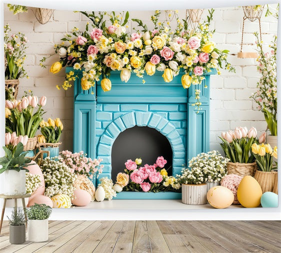 Fotokulissen Ostern Frühling Kamin Eierkorb Kulisse BRP1-217