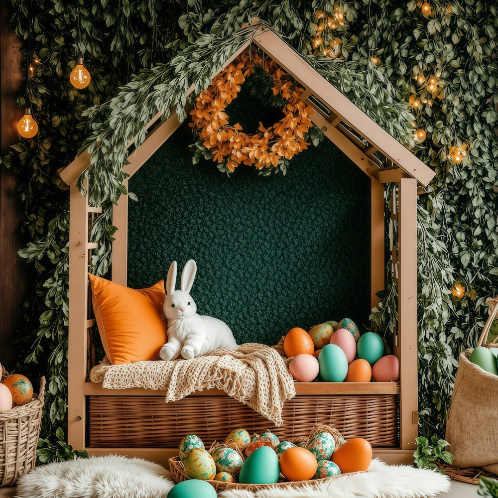 Ostern Backdrop Bunny Cottage Kranz Dekor Backdrop BRP1-221