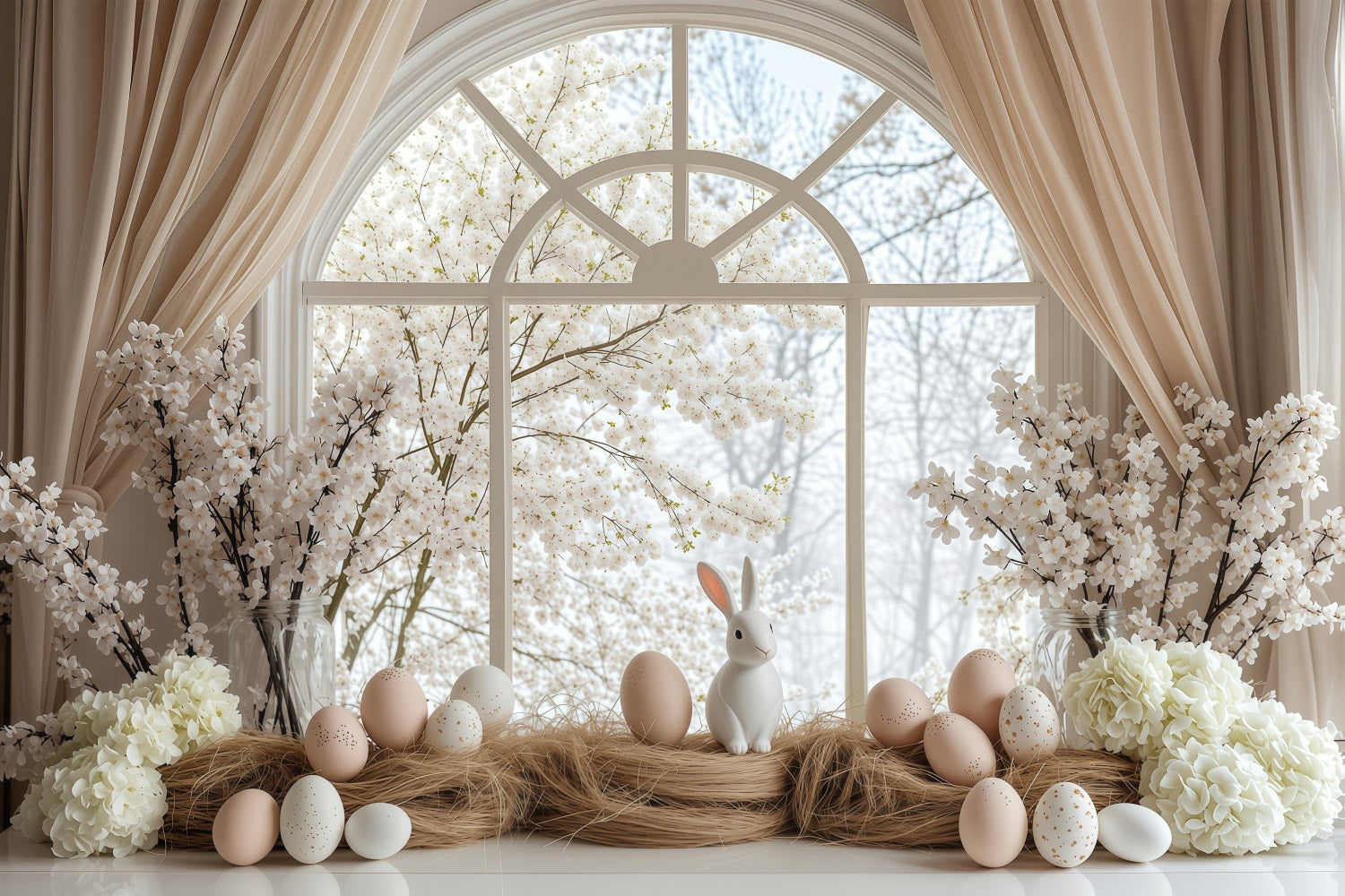Ostern Backdrops Fotografie verträumt Frühling Fenster Hase Backdrop BRP1-222