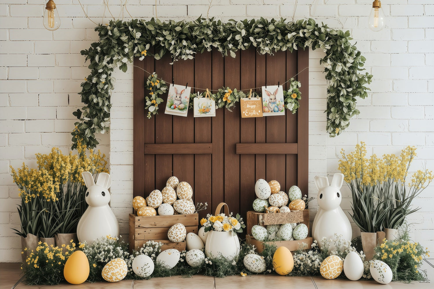 Backdrop Ostern Frühling Greenery Hase Ostern Dekor Backdrop BRP1-228