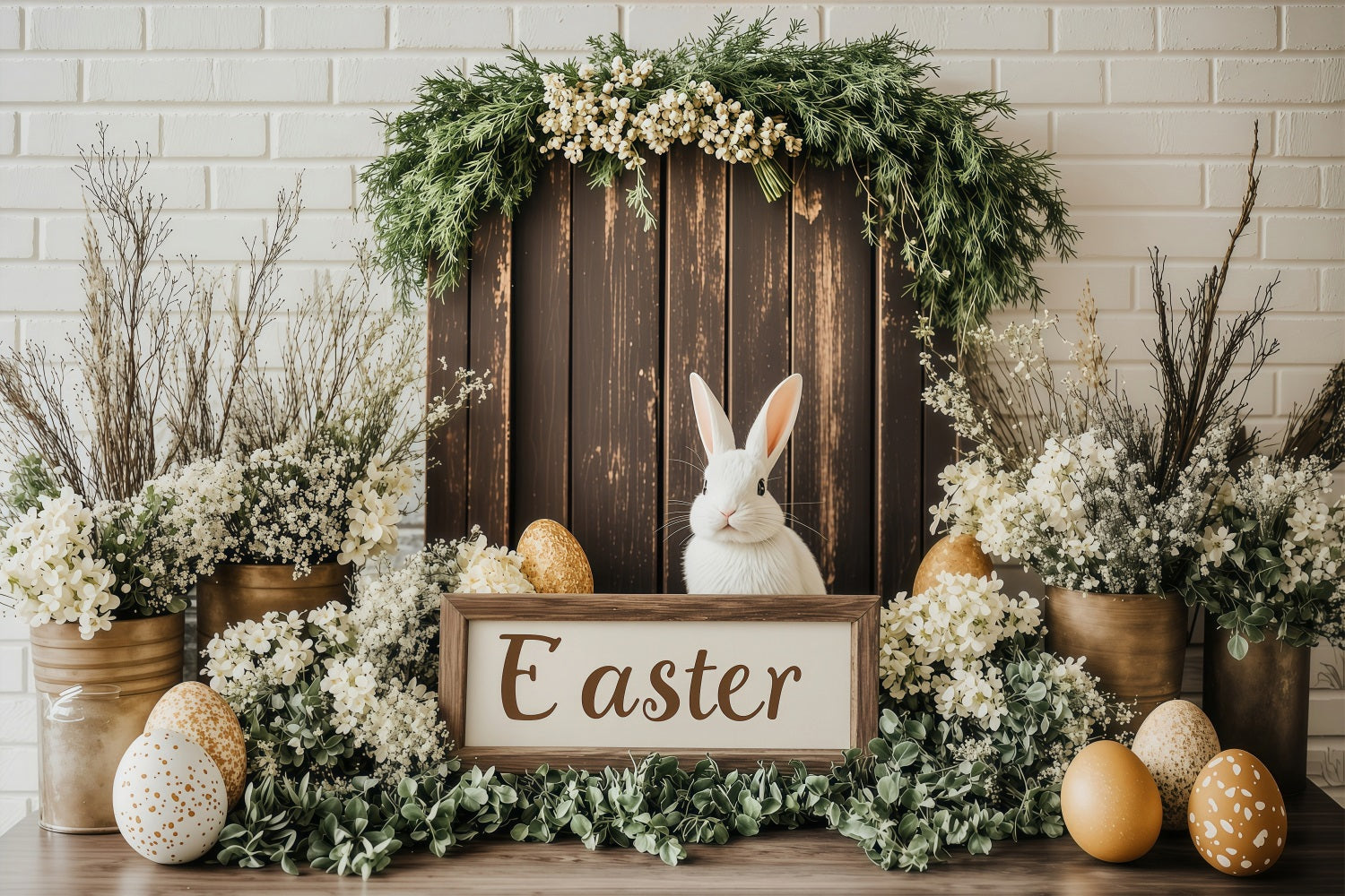 Fotohintergrund Ostern Holzhase Tischblumenhintergrund BRP1-229