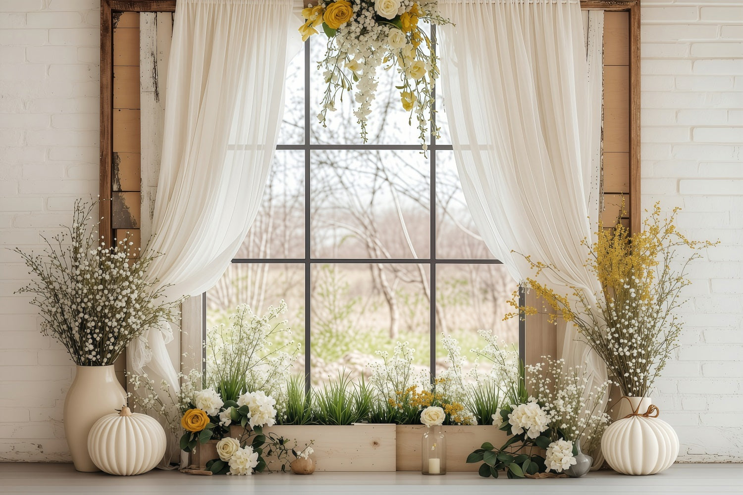 Ostern Fotoshooting Backdrop Frühling Fenster blühende Hintergrund BRP1-230