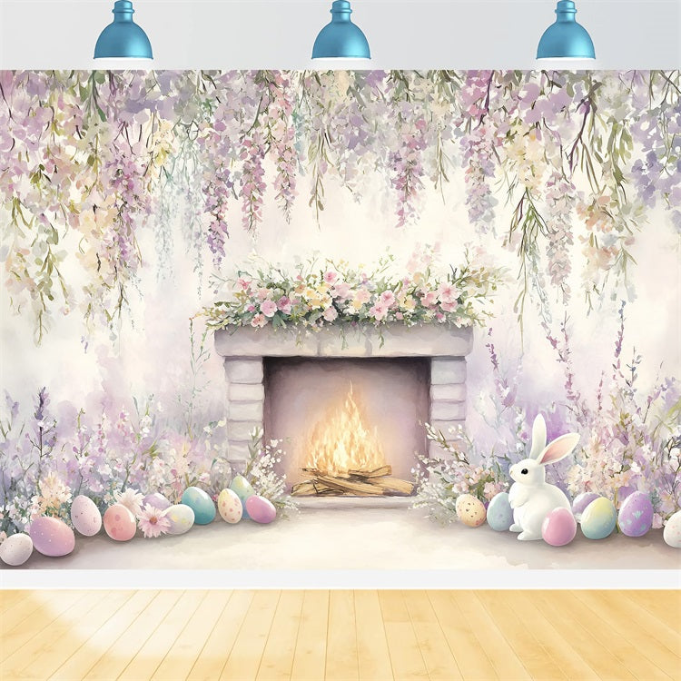 Ostern Backdrop Bilder Pastell Hase Kamin Backdrop BRP1-240