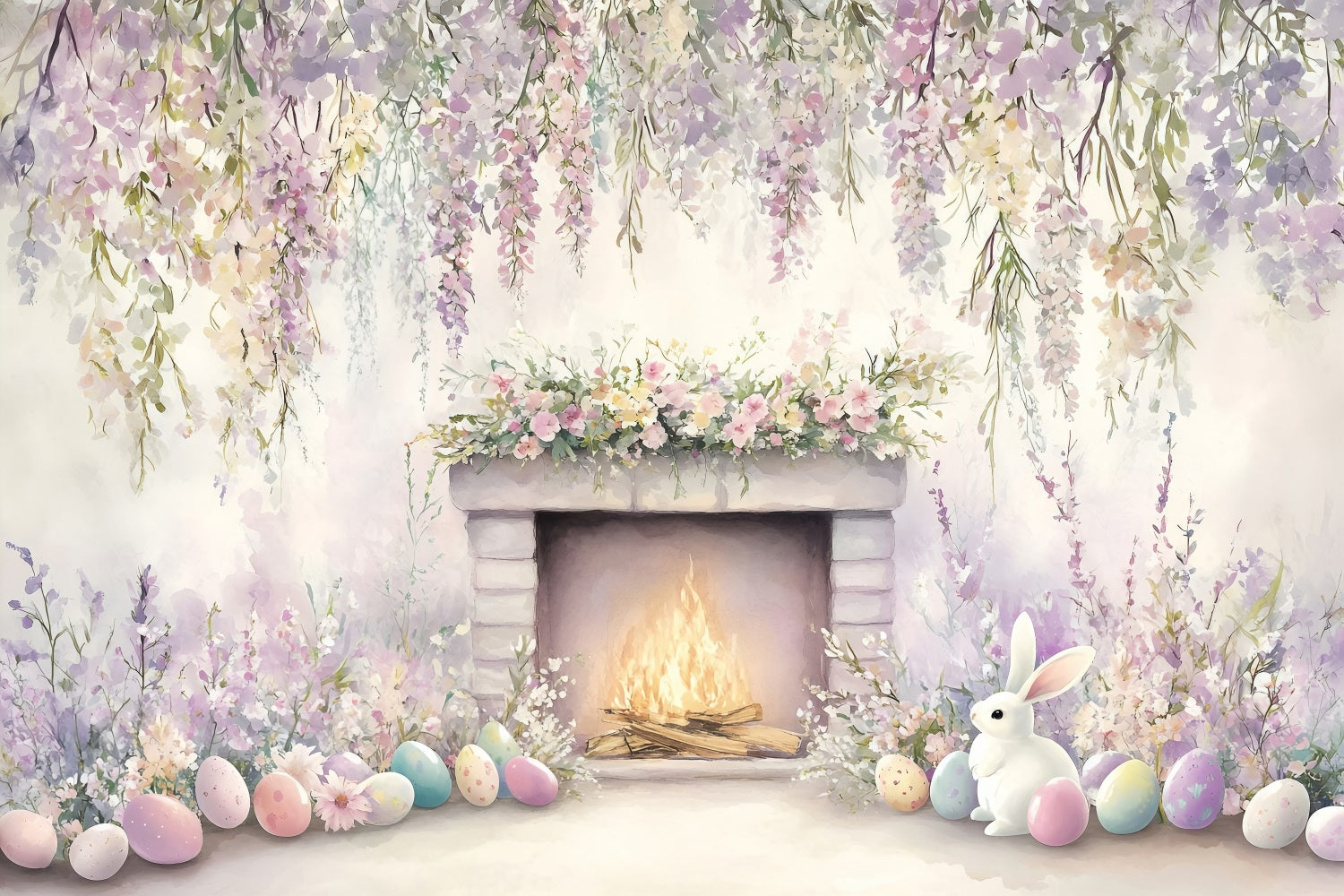 Ostern Backdrop Bilder Pastell Hase Kamin Backdrop BRP1-240