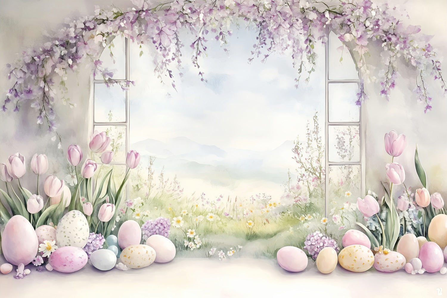 Fotoshooting Ostern Backdrop Pastell Tulpen Ei Backdrop BRP1-241