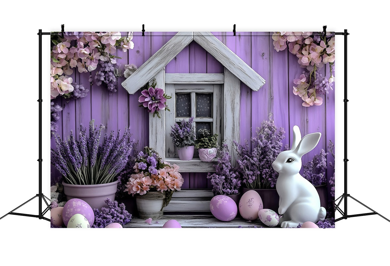 Ostern Backdrop Hase Lavendel Garten Haus Backdrop BRP1-258