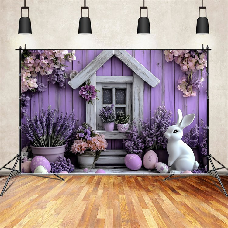 Ostern Backdrop Hase Lavendel Garten Haus Backdrop BRP1-258