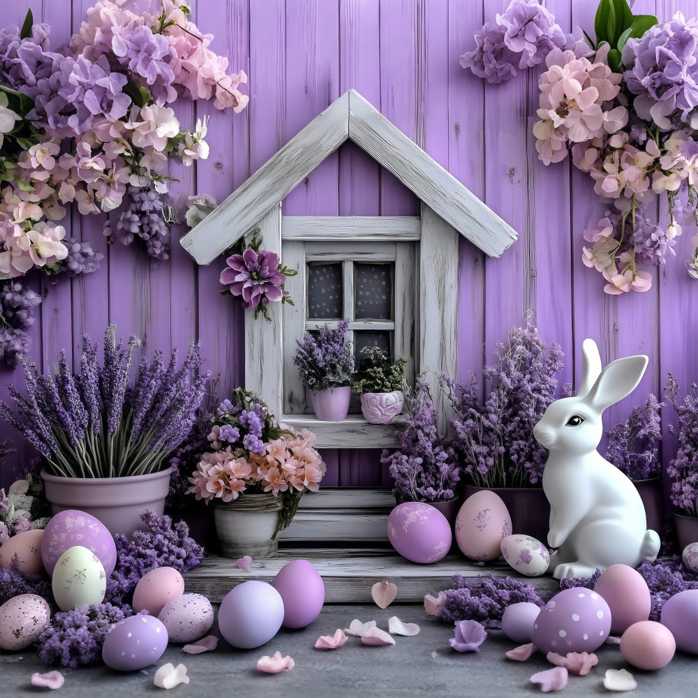 Ostern Backdrop Hase Lavendel Garten Haus Backdrop BRP1-258