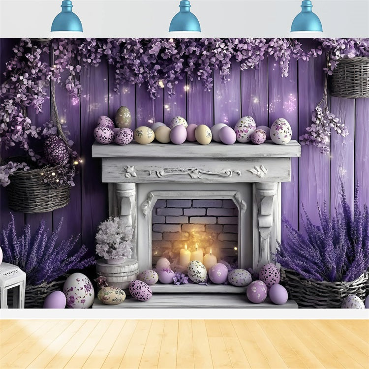 Ostern Fotohintergrund Violett Hase Kamin Dekor Hintergrund BRP1-259