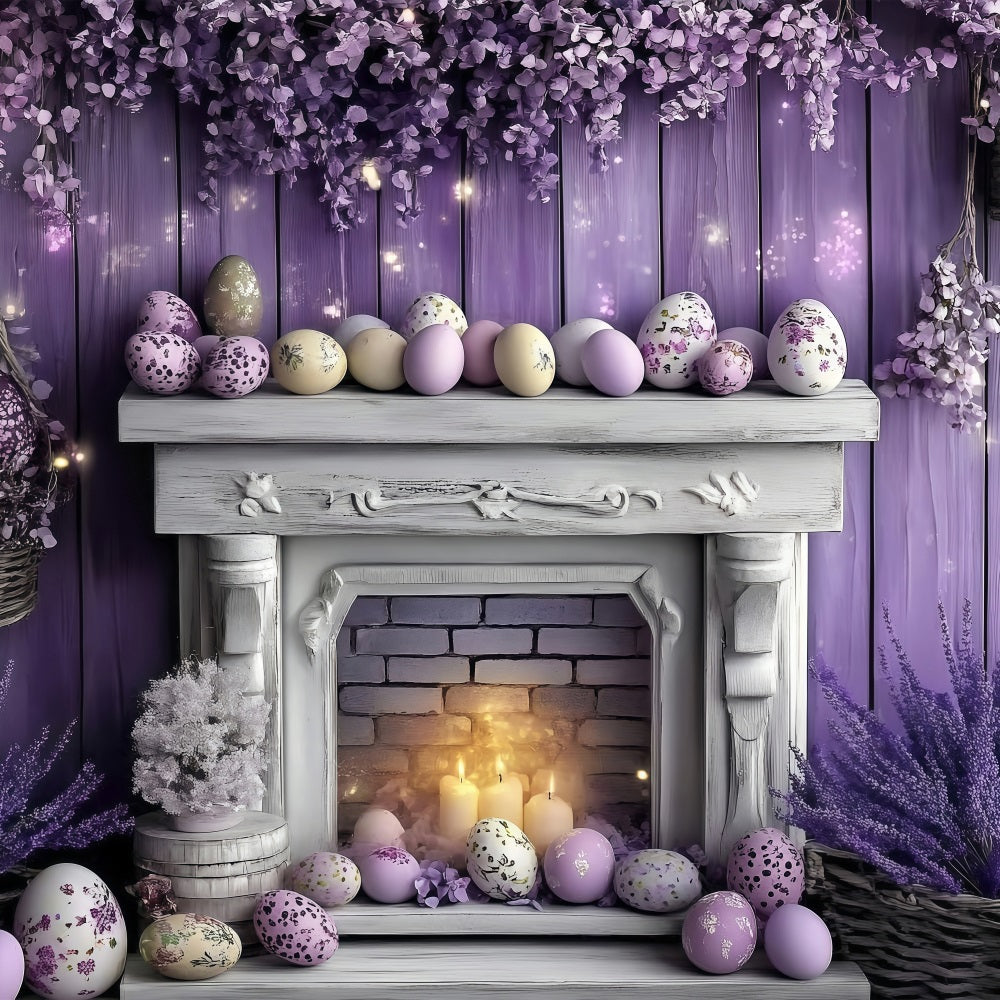 Ostern Fotohintergrund Violett Hase Kamin Dekor Hintergrund BRP1-259