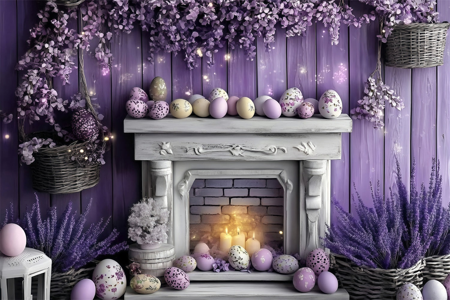 Ostern Fotohintergrund Violett Hase Kamin Dekor Hintergrund BRP1-259