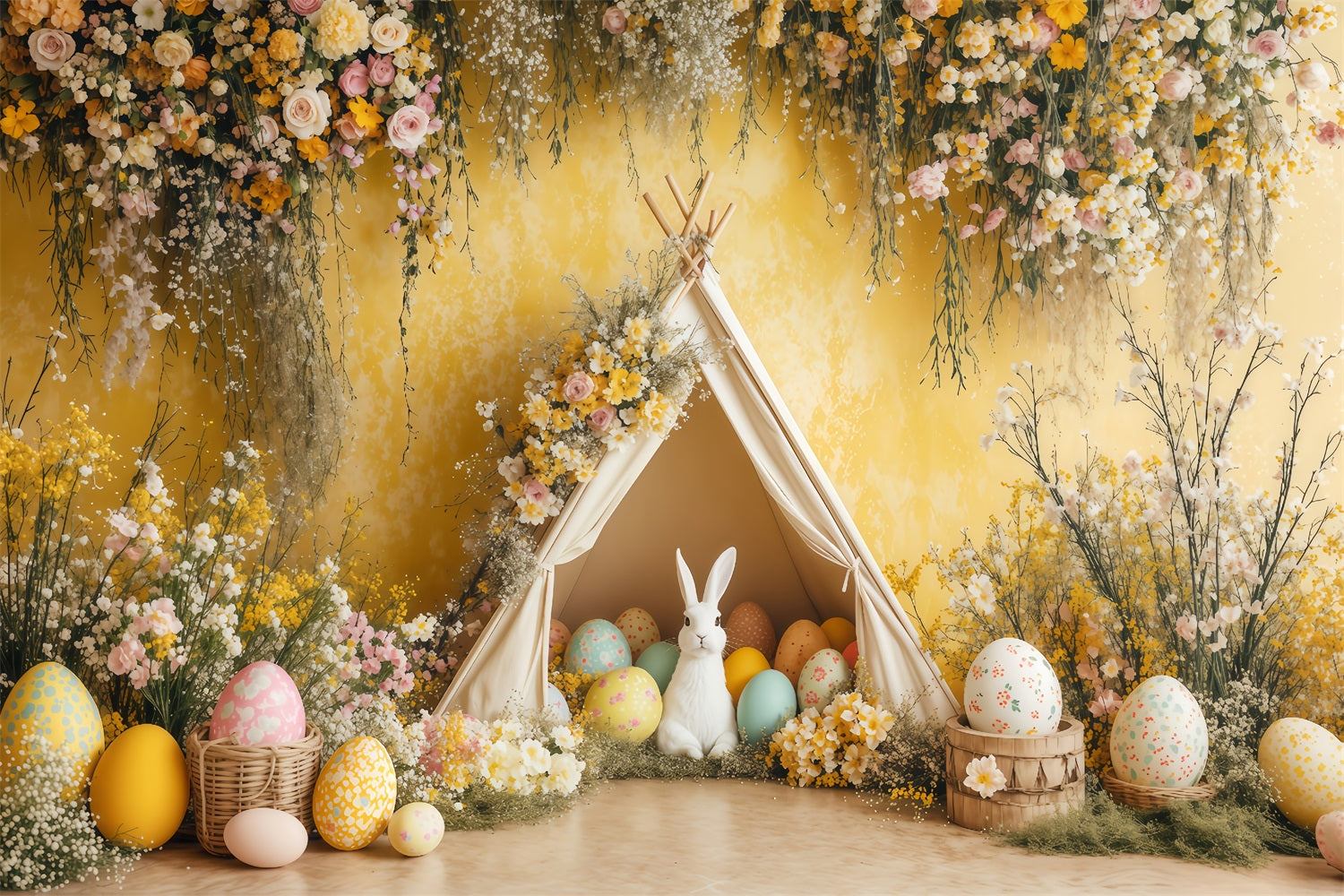 Ostern Backdrop Gelbe Eier Hasen Zelt Backdrop BRP1-261