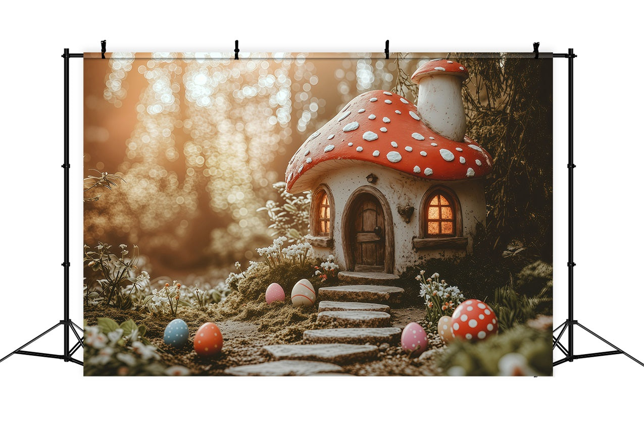 Ostern Backdrops Fotografie Magischer Pilz Landhaus Eier Backdrop BRP1-282