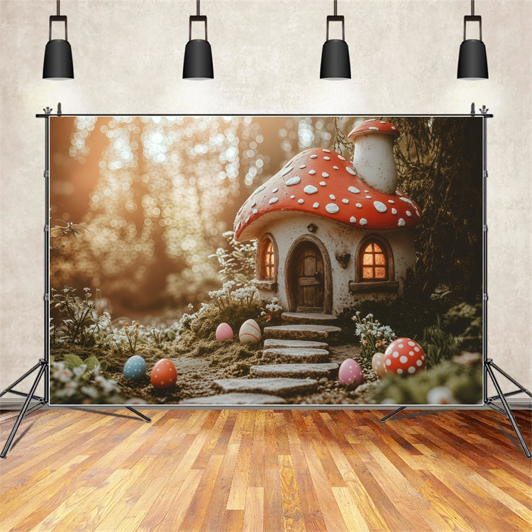 Ostern Backdrops Fotografie Magischer Pilz Landhaus Eier Backdrop BRP1-282