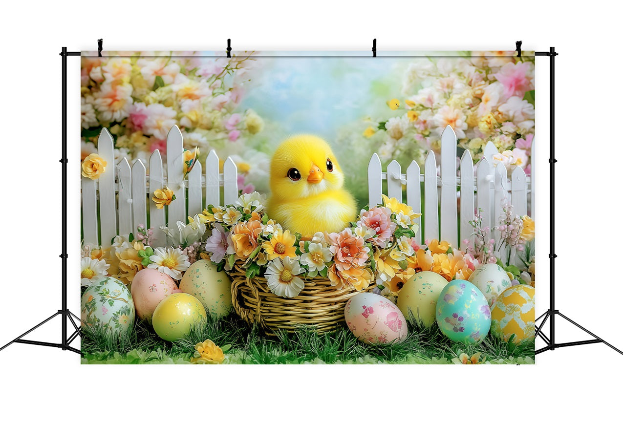 Foto-Hintergrundbilder Ostern Adorable Chick Garden Scene Backdrop BRP1-294