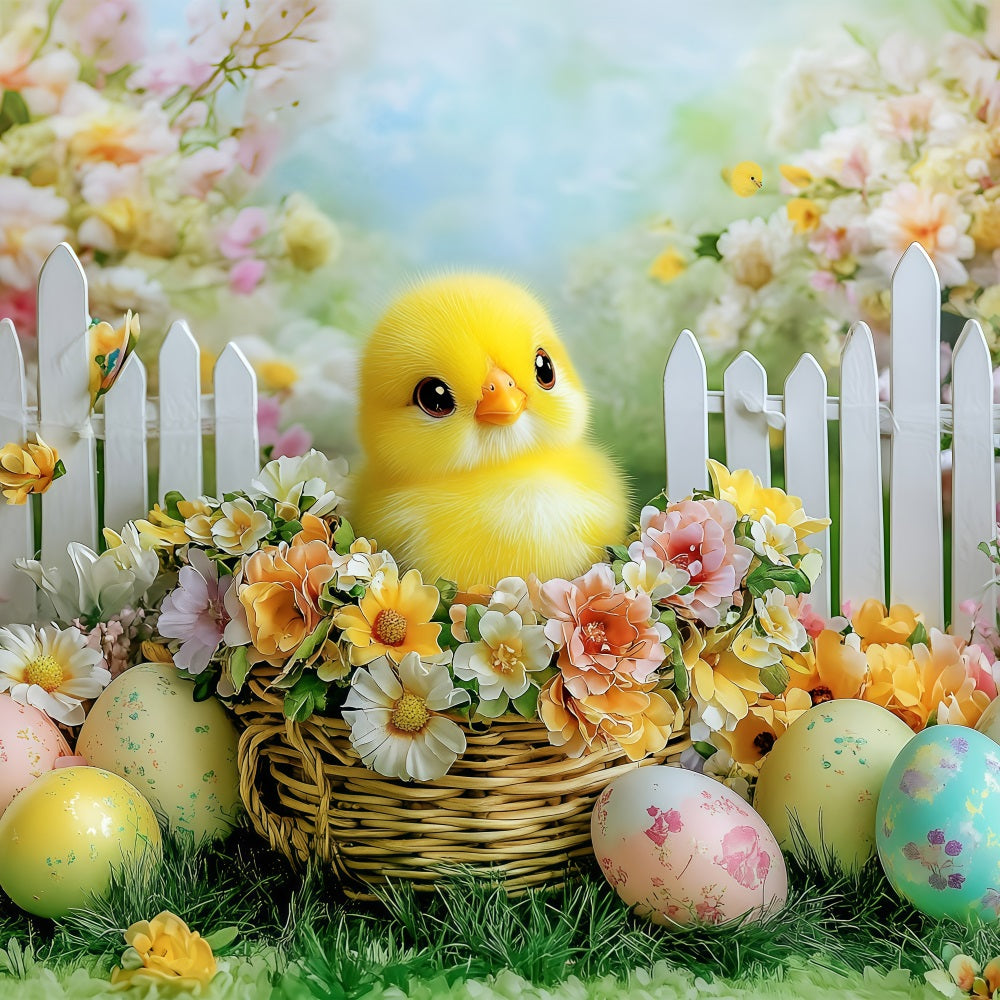 Foto-Hintergrundbilder Ostern Adorable Chick Garden Scene Backdrop BRP1-294