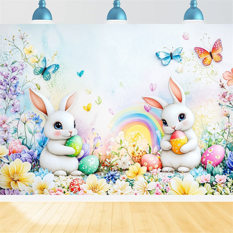 Ostern Backdrops Fotografie Vibrant Rainbow Bunny Decor Backdrop BRP1-295