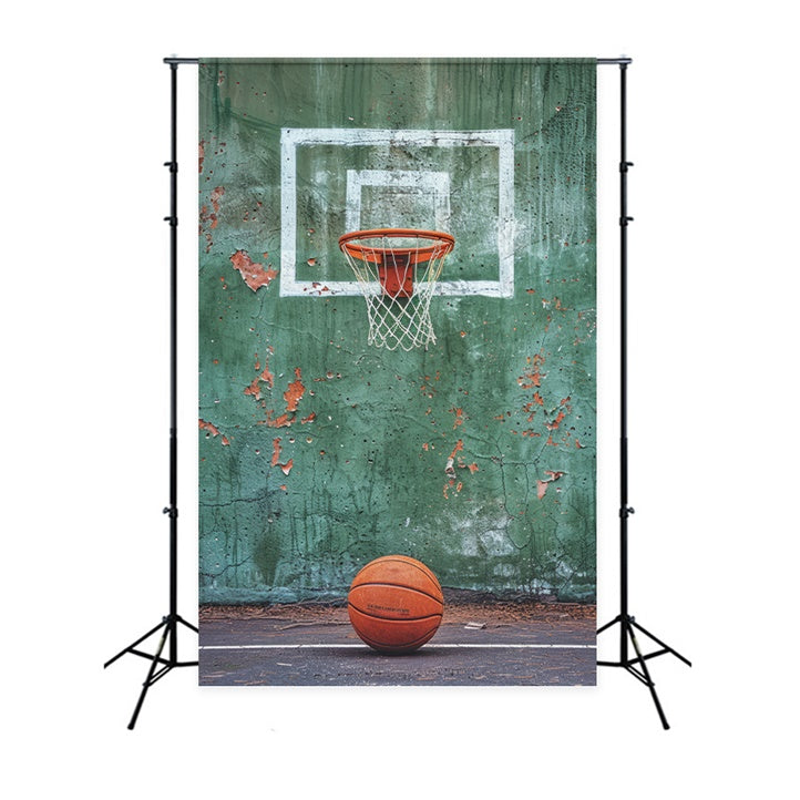 Basketball Backdrops Vintage Grün Wand Hoop Backdrop BRP1-334