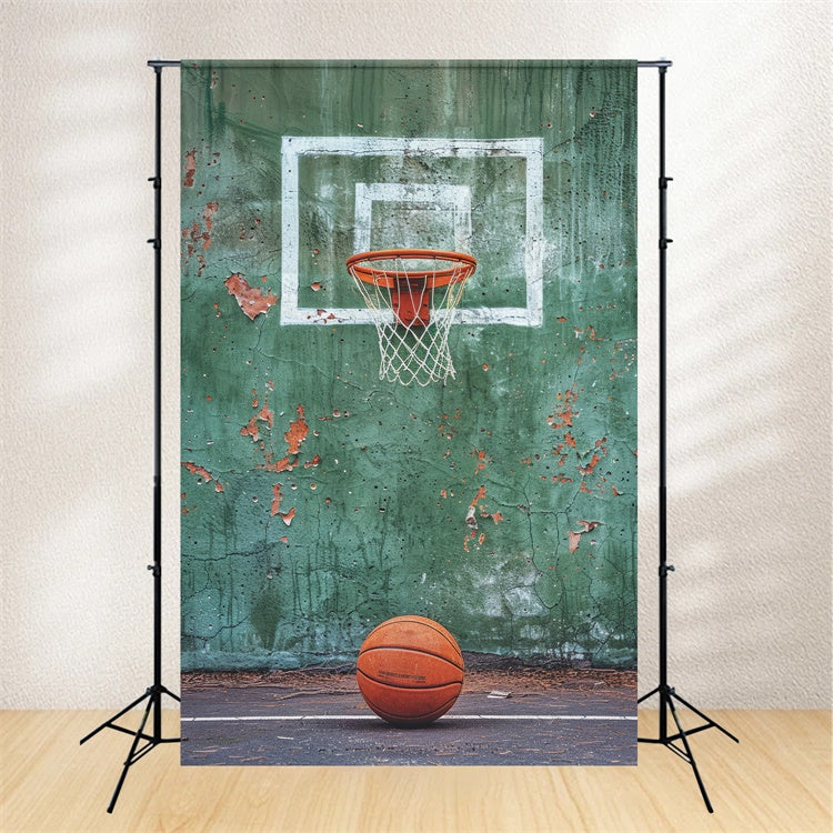 Basketball Backdrops Vintage Grün Wand Hoop Backdrop BRP1-334
