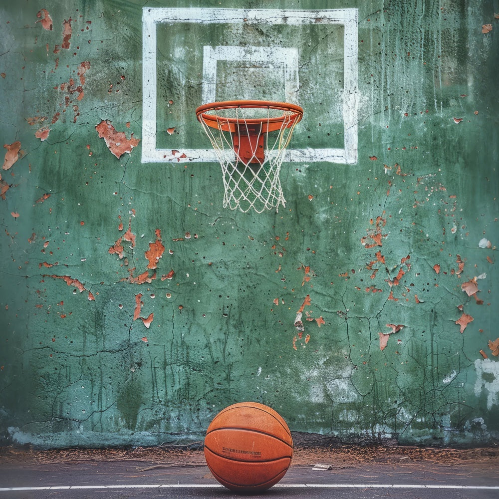 Basketball Backdrops Vintage Grün Wand Hoop Backdrop BRP1-334