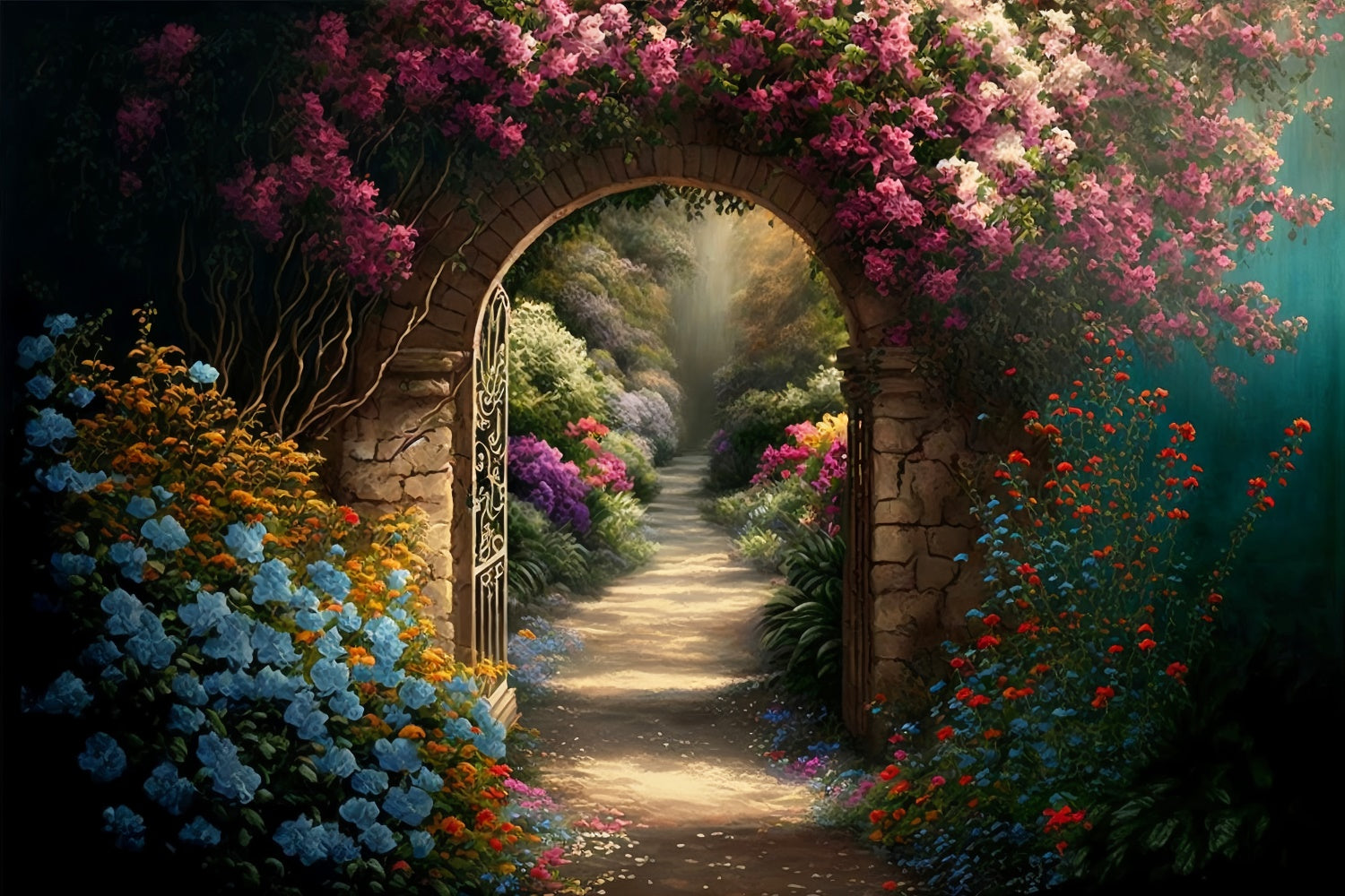 Floral Fotografie Backdrops Secret Garden Pathway Backdrop BRP1-339