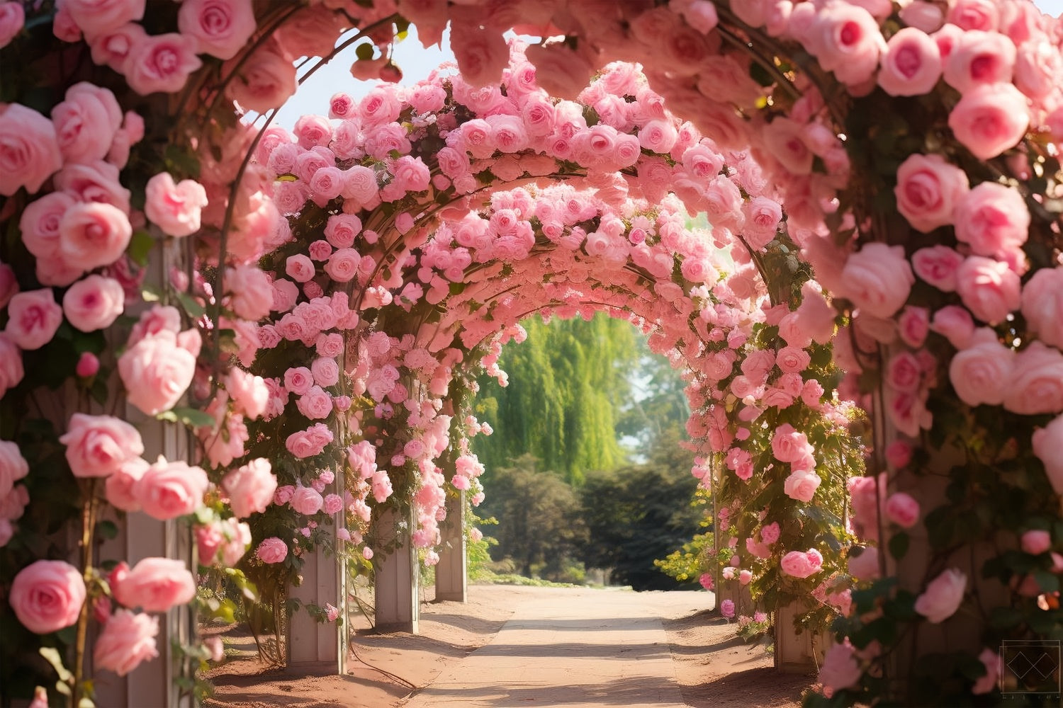 Floral Backdrop Fotografie Rosa Rose Covered Arches Backdrop BRP1-341