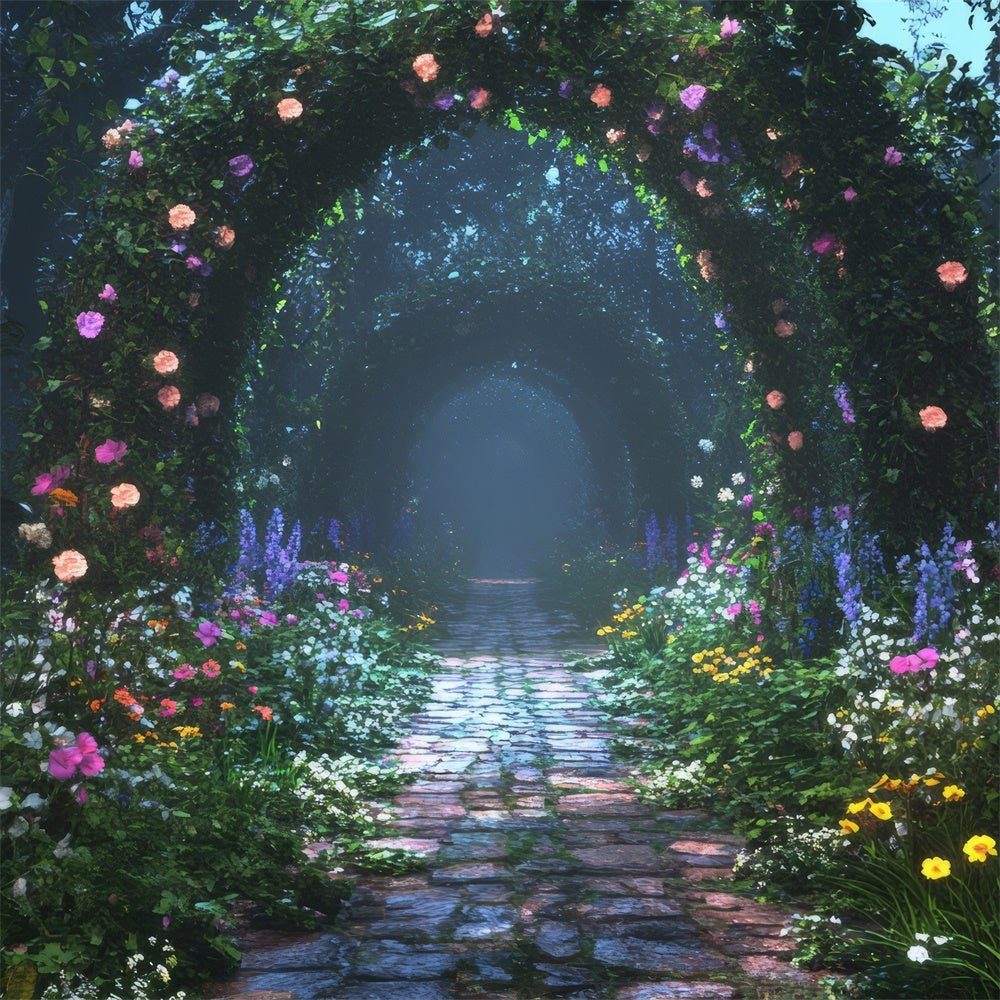 Blumenfotografie-Hintergrund Mondschein-Gartenweg-Hintergrund BRP1-347