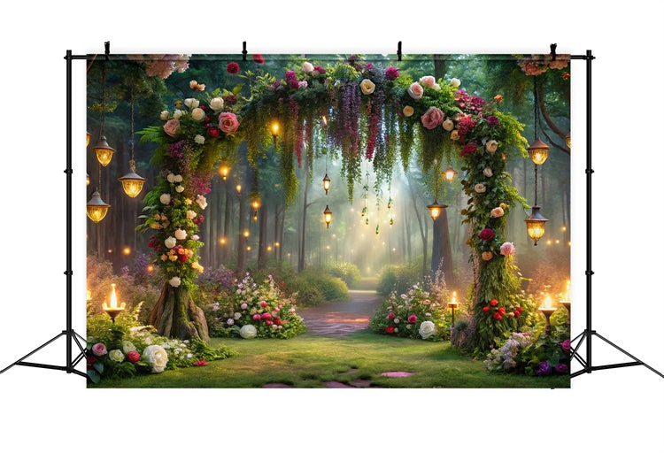 Floraler Hintergrund Romantischer Waldweg Beleuchteter Hintergrund BRP1-350