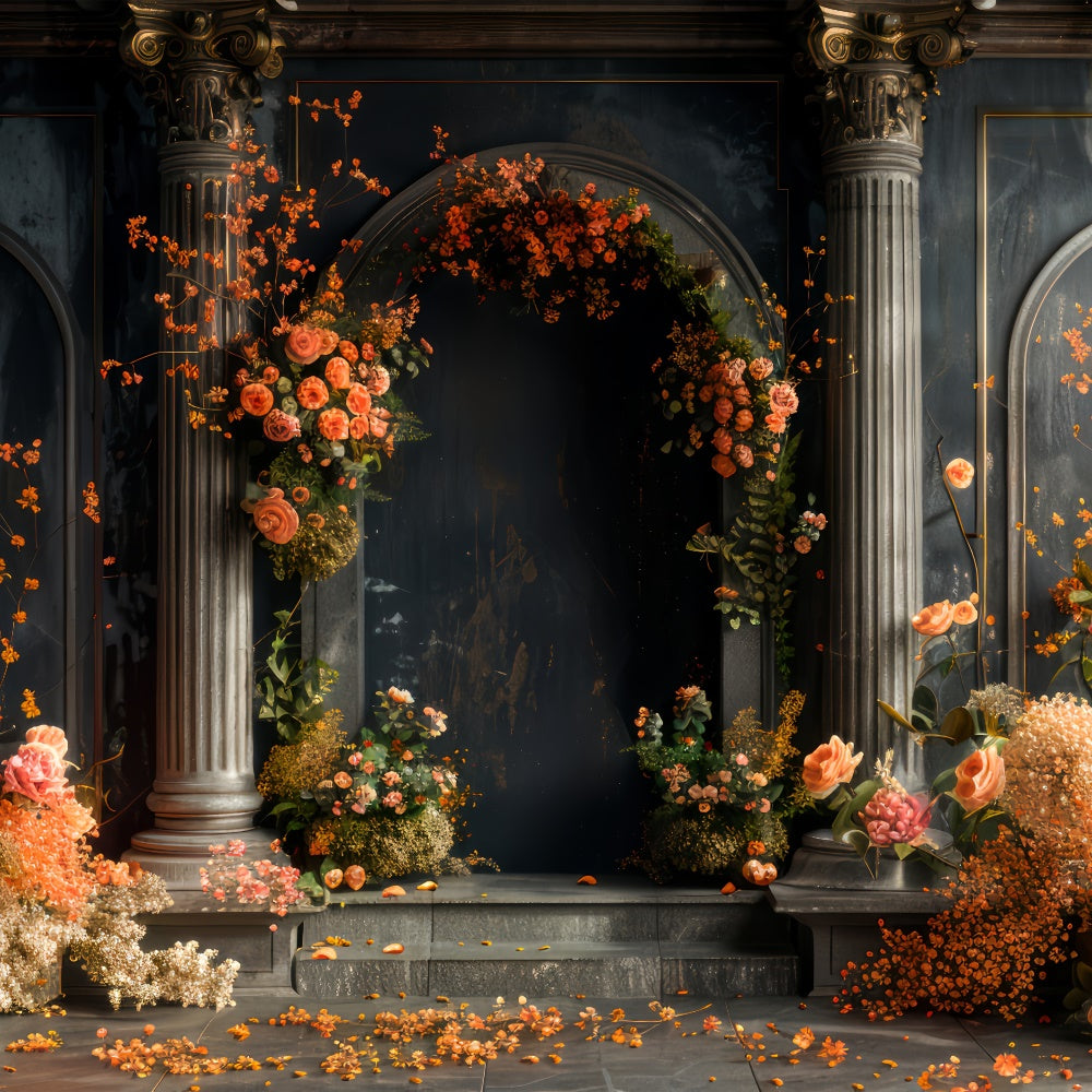 Blumenfotografie Hintergrundkulisse Chic Golden Petal Arch Hintergrundkulisse BRP1-355