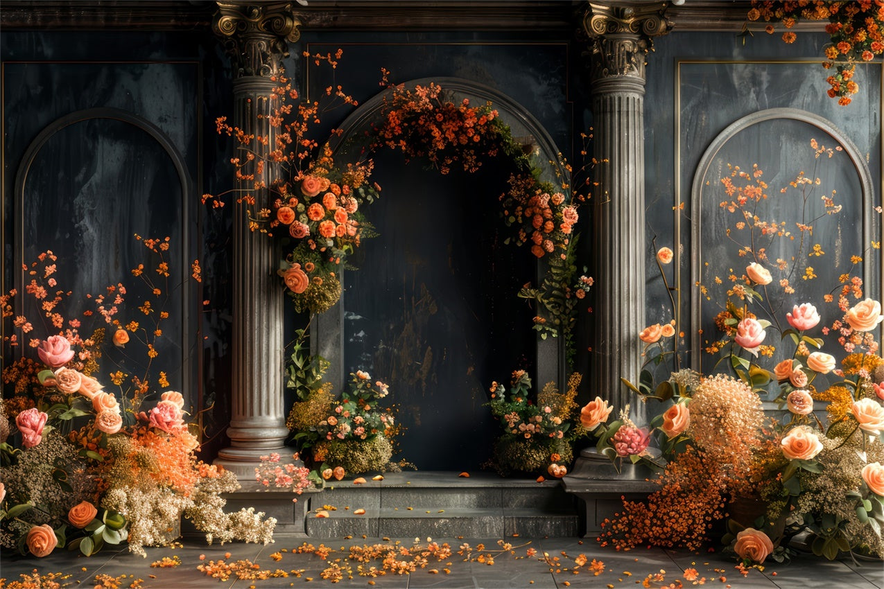 Blumenfotografie Hintergrundkulisse Chic Golden Petal Arch Hintergrundkulisse BRP1-355