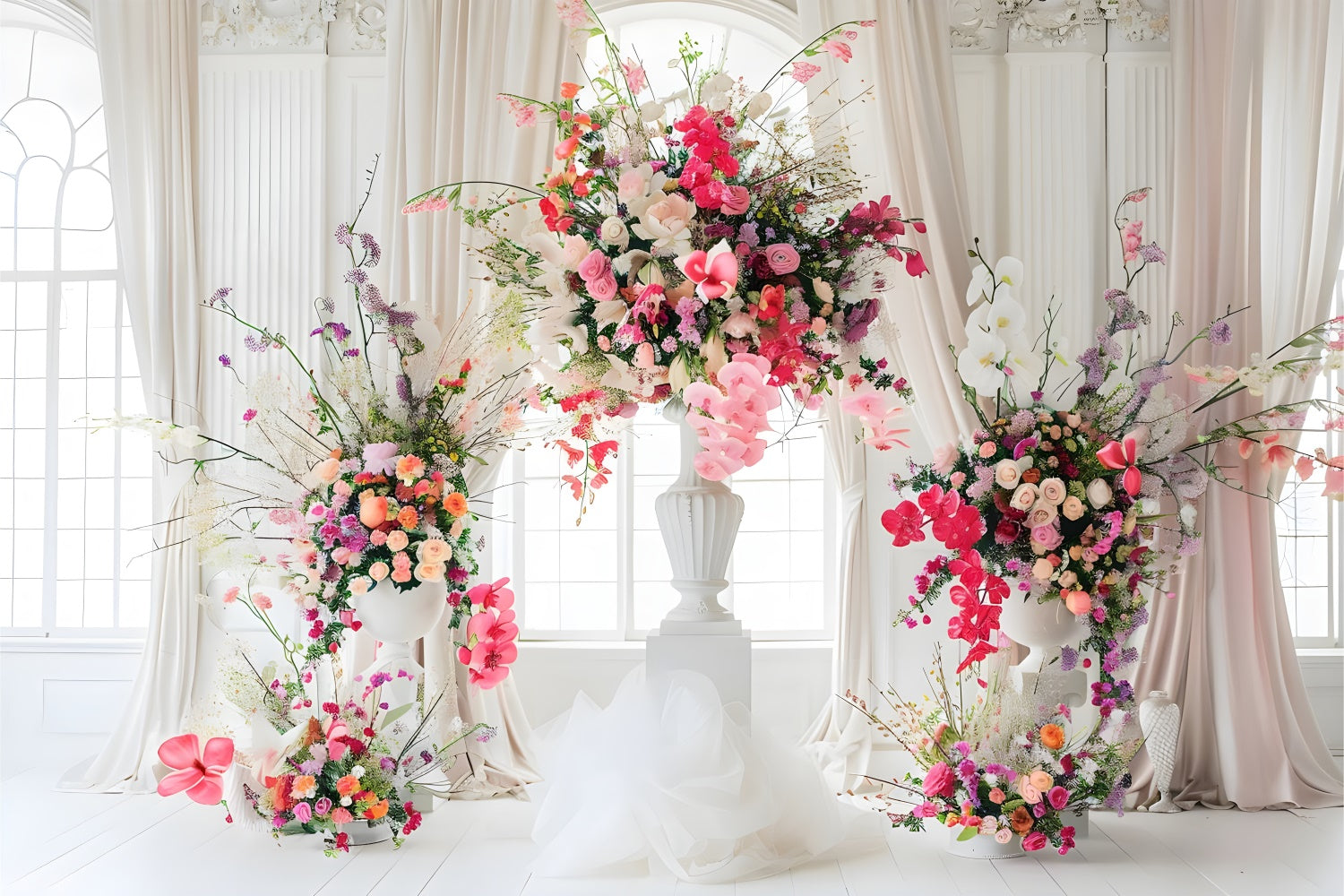 Florale Fotokulissen Helle Rose Orchidee Weißer Hintergrund BRP1-360