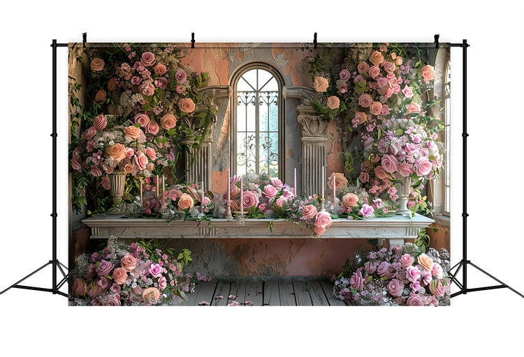 Floral Hintergrund Fotografie Vintage Rosa Rose Fenster Hintergrund BRP1-365