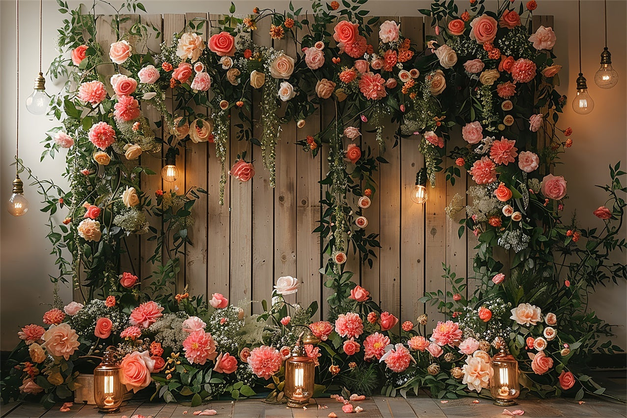 Floral Fotokulissen Gemütliches Landhaus Floral Holzkulisse BRP1-366