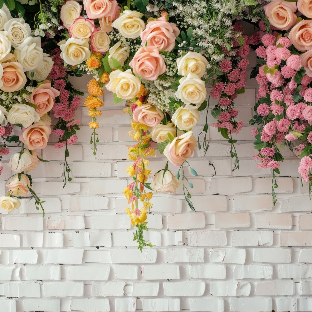 Blumen Fotohintergrund Anmutige Rosen Rustikaler Weißer Hintergrund BRP1-371