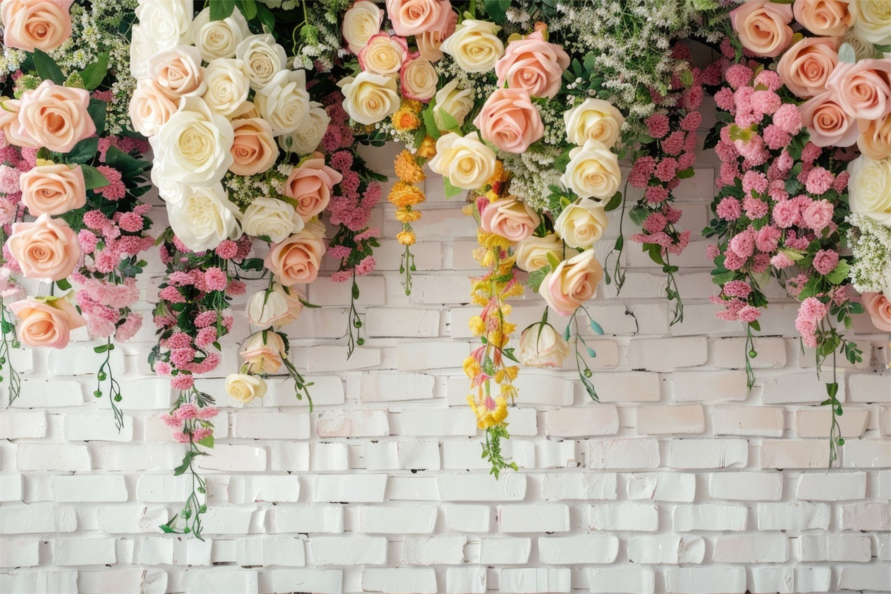 Blumen Fotohintergrund Anmutige Rosen Rustikaler Weißer Hintergrund BRP1-371