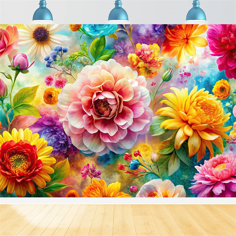 Floral Backdrops Bunte Blüte Lebendige Kunst Backdrop BRP1-378