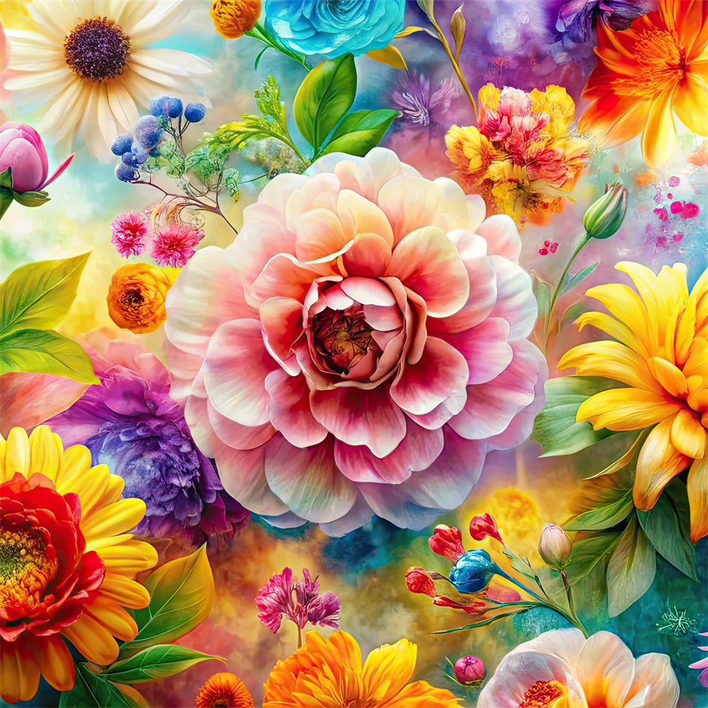 Floral Backdrops Bunte Blüte Lebendige Kunst Backdrop BRP1-378