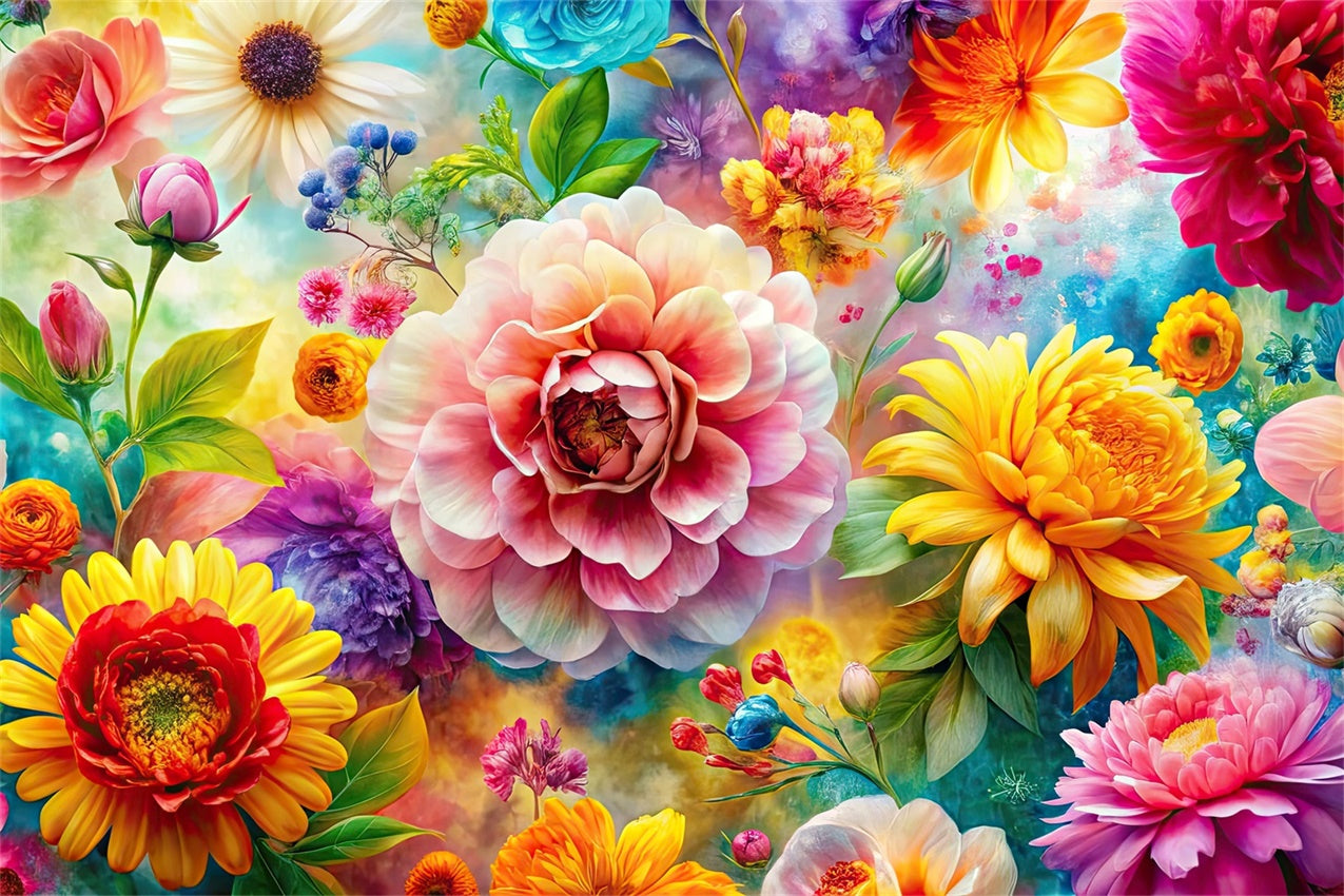 Floral Backdrops Bunte Blüte Lebendige Kunst Backdrop BRP1-378