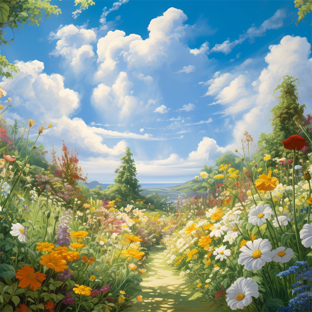 Fotohintergrund Floral Spring Garden Blauer Himmel Hintergrund BRP1-379