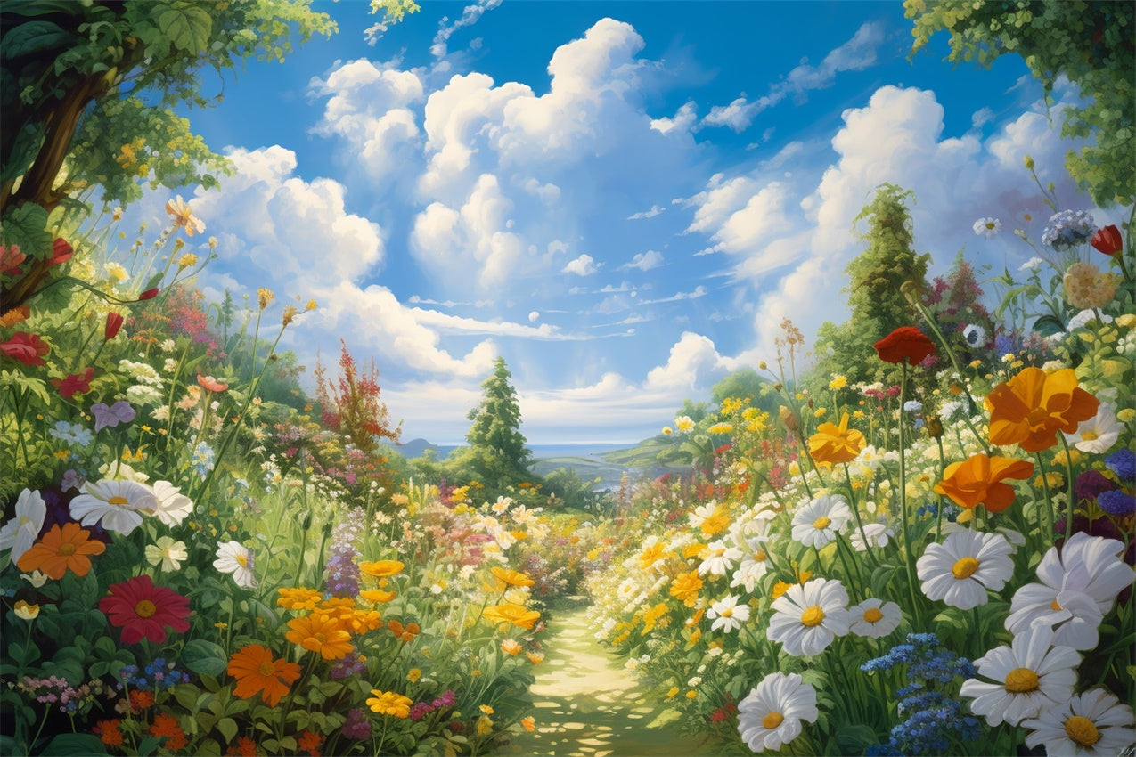 Fotohintergrund Floral Spring Garden Blauer Himmel Hintergrund BRP1-379