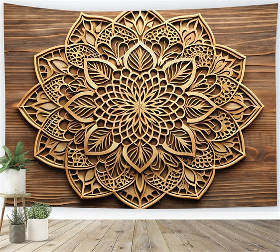 Blumen Fotografie Backdrop Mandala geschnitzt Holz Backdrop BRP1-384