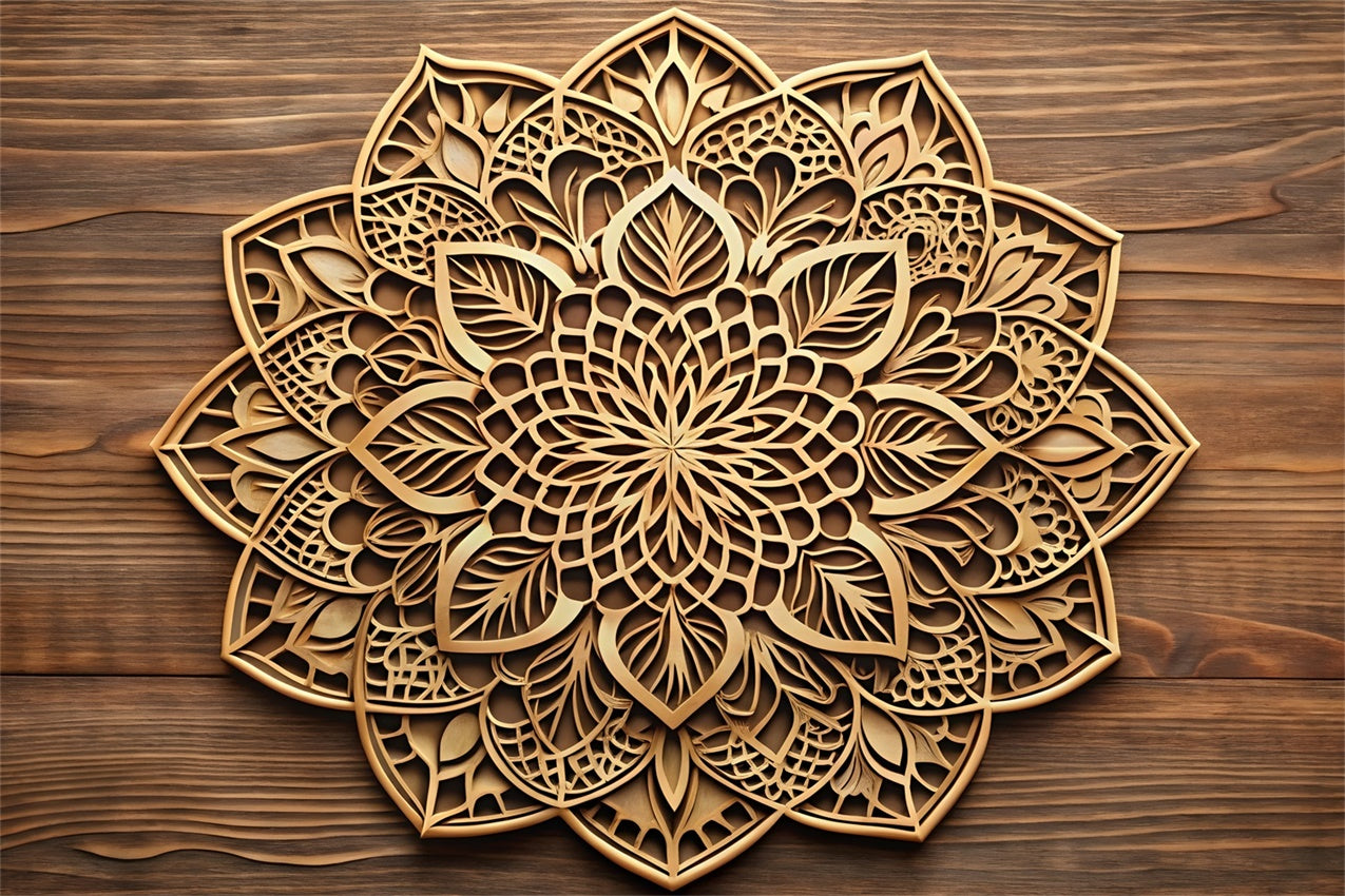Blumen Fotografie Backdrop Mandala geschnitzt Holz Backdrop BRP1-384