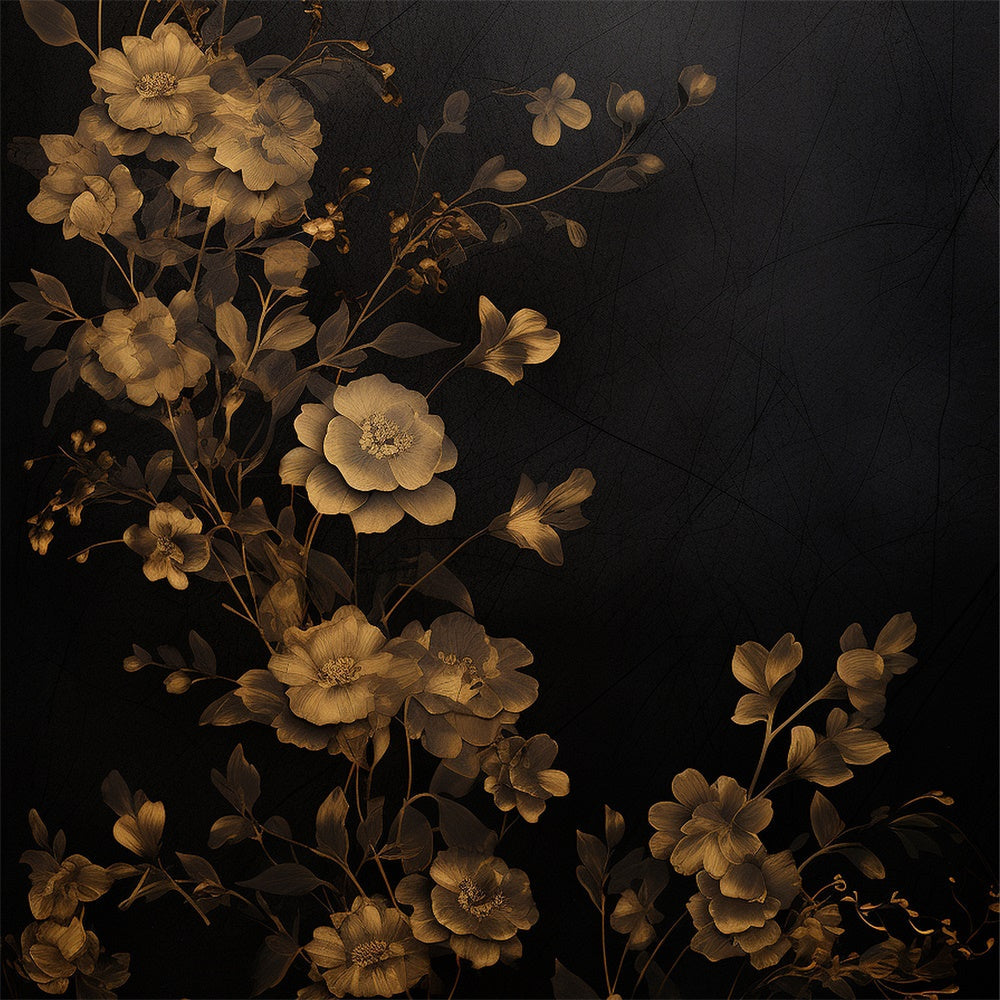 Floral Backdrops Für Fotografie Gold Bloom Schwarz Backdrop BRP1-386